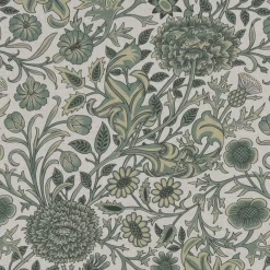 Arts & Crafts Tyger|Gardintyger Mönstrade<Nordisk Textil Edwina grön-lin tyg