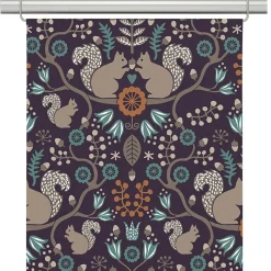 Panelgardiner<Arvidssons textil Ekorrskogen plommon panelgardiner