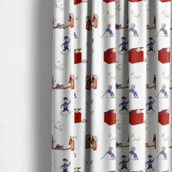 Gardintyger Mönstrade|Barnmönster<Arvidssons textil Emils Upptåg vit bomullstyg – Emil i Lönneberga