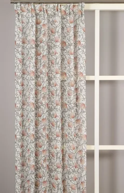 Gardiner Mönstrade<Fondaco Emma grön skira gardiner med blomstermönster 140x250cm
