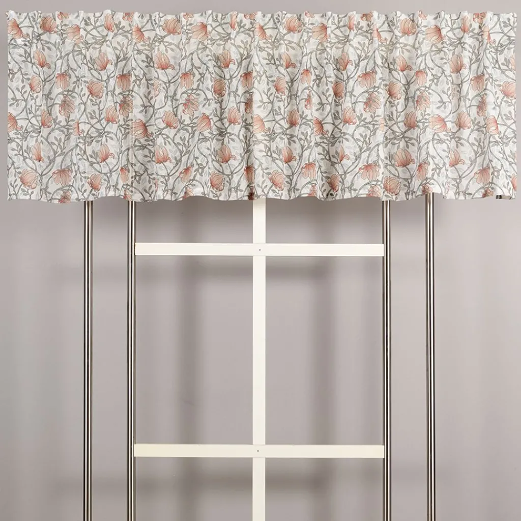 Gardinkappor Färdigsydda<Fondaco Emma grön skir gardinkappa med blomstermönster 50x250cm