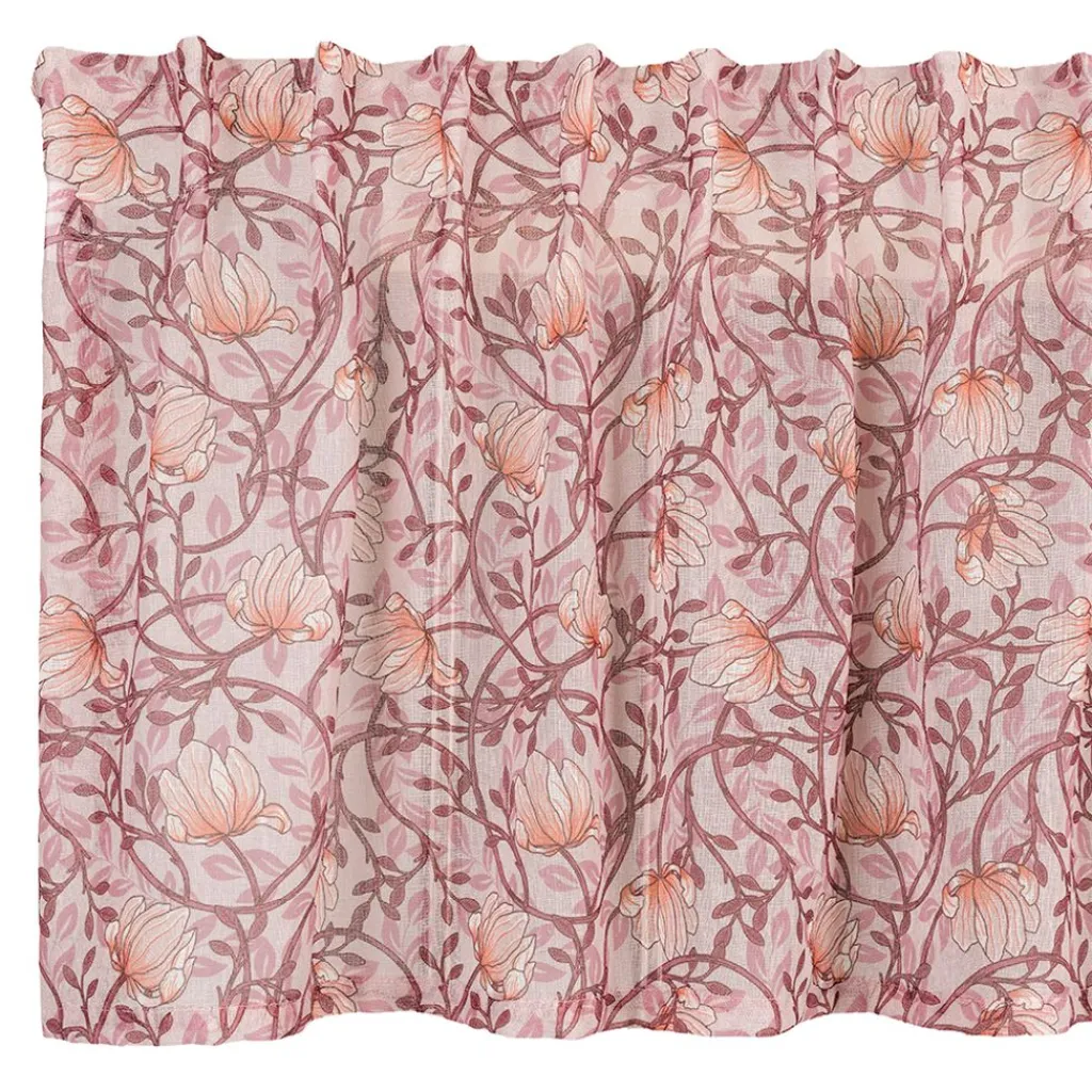 Gardinkappor Färdigsydda<Fondaco Emma rosa skir gardinkappa med blomstermönster 50x250cm