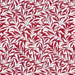 Arts & Crafts Tyger|Gardintyger Mönstrade<Nordisk Textil Ester röd tyg – klassiskt bladmönster i rött