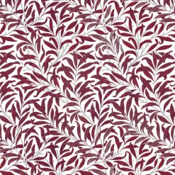 Arts & Crafts Tyger|Gardintyger Mönstrade<Nordisk Textil Ester vinröd tyg – klassiskt bladmönster i vinrött