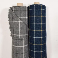Rutiga Möbeltyger<Nordisk Textil Eton grå rutigt möbeltyg med vita och mörkgrå ränder
