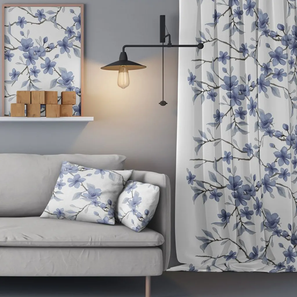 Gardintyger Mönstrade|Arvidssons Textil<Arvidssons textil Fägring blå tyg