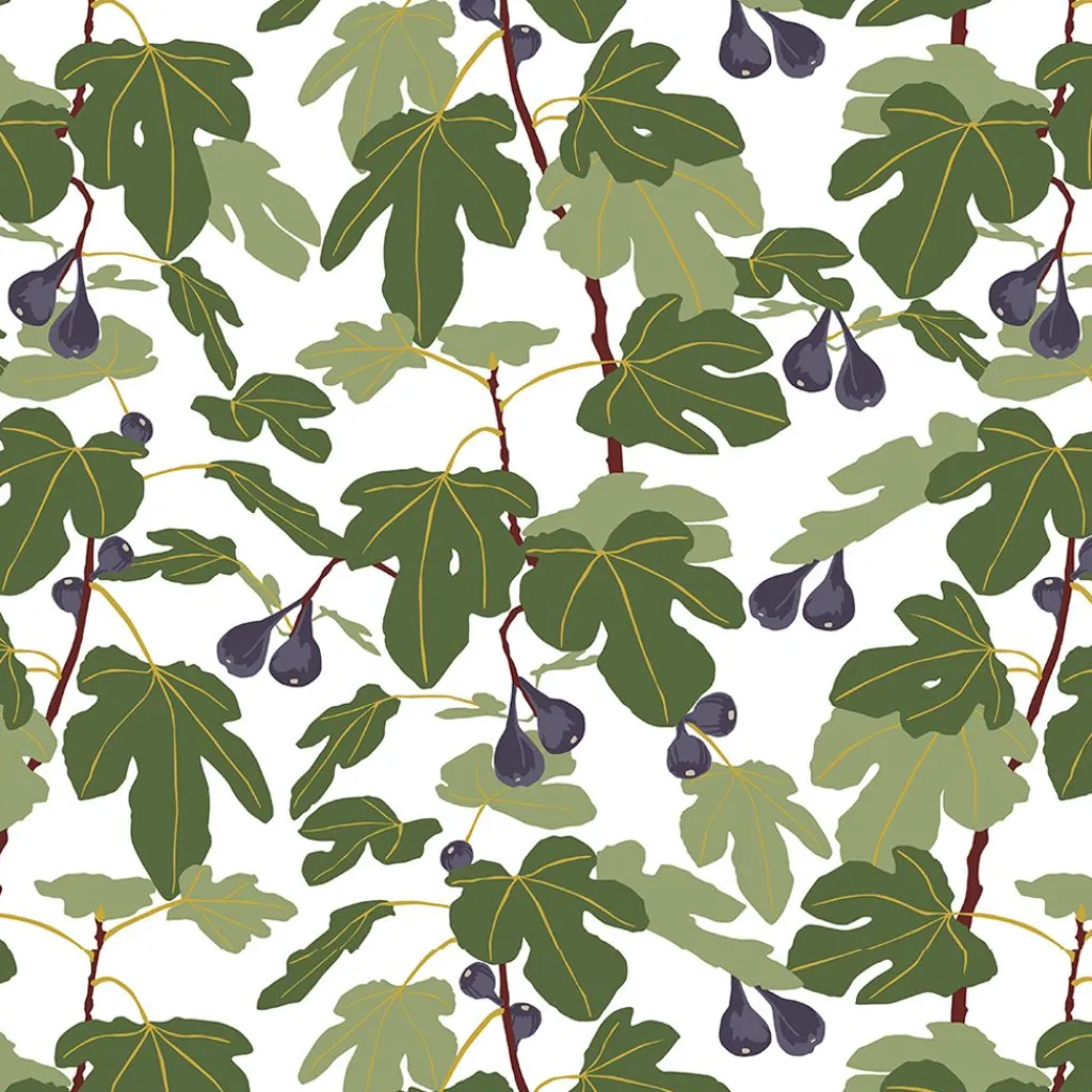 Gardintyger Mönstrade|Arvidssons Textil<Arvidssons textil Fikonträd grön tyg
