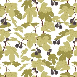 Gardintyger Mönstrade|Arvidssons Textil<Arvidssons textil Fikonträd ljusgrön tyg