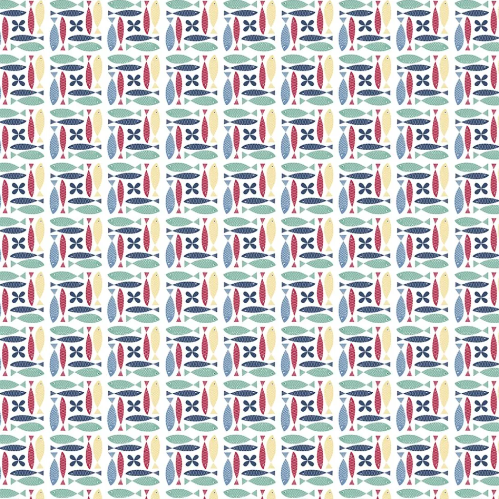 Gardintyger Mönstrade|Arvidssons Textil<Arvidssons textil Fina fisken multi tyg – färgstarkt och lekfullt designat med retro känsla