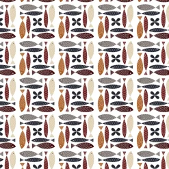Gardintyger Mönstrade|Arvidssons Textil<Arvidssons textil Fina fisken rost tyg – lekfullt designat med retro känsla