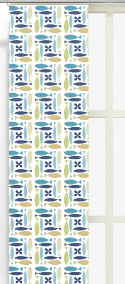 Panelgardiner<Arvidssons textil Fina fisken turkos panelgardiner