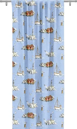 Gardintyger Mönstrade|Arvidssons Textil<Arvidssons textil Fiskeskär ljusblå tyg