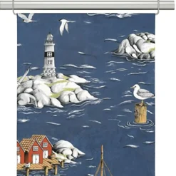 Panelgardiner<Arvidssons textil Fiskeskär mörkblå panelgardiner