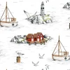 Gardintyger Mönstrade|Arvidssons Textil<Arvidssons textil Fiskeskär vit tyg