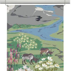Panelgardiner<Arvidssons textil Fjällängar grå-grön panelgardiner