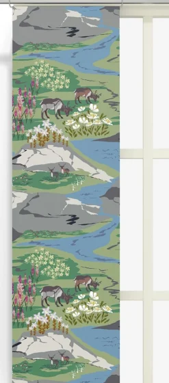 Panelgardiner<Arvidssons textil Fjällängar grå-grön panelgardiner