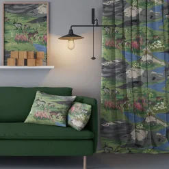 Gardintyger Mönstrade|Arvidssons Textil<Arvidssons textil Fjällängar grå-grön tyg