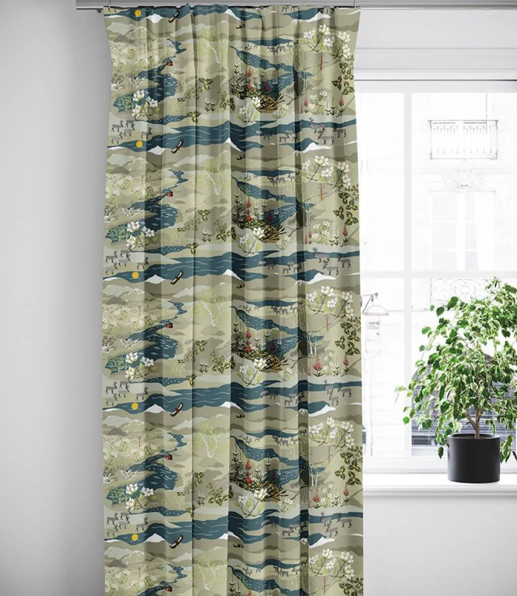 Gardiner Mönstrade<Arvidssons textil Fjällvandring beige-blå gardiner