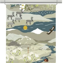 Panelgardiner<Arvidssons textil Fjällvandring beige-blå panel