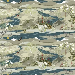 Gardintyger Mönstrade|Arvidssons Textil<Arvidssons textil Fjällvandring beige-blå tyg