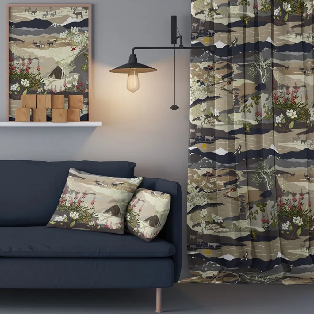 Gardiner Mönstrade<Arvidssons textil Fjällvandring beige gardiner