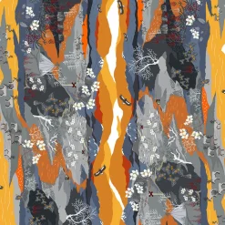 Gardintyger Mönstrade|Arvidssons Textil<Arvidssons textil Fjällvandring Bård orange tyg