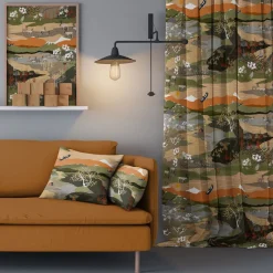 Gardiner Mönstrade<Arvidssons textil Fjällvandring grön-beige gardiner