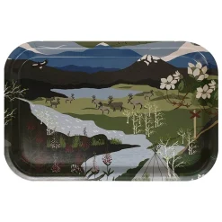Brickor<Arvidssons textil Fjällvandring grön-blå bricka