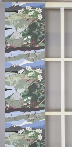 Panelgardiner<Arvidssons textil Fjällvandring grön-blå panelgardiner