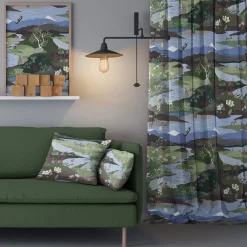 Arvidssons Textil|Gardintyger Mönstrade<Arvidssons textil Fjällvandring grön-blå tyg