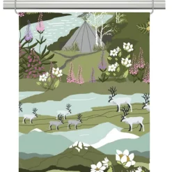 Panelgardiner<Arvidssons textil Fjällvandring ljusgrön panelgardiner