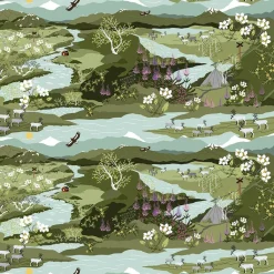 Gardintyger Mönstrade|Arvidssons Textil<Arvidssons textil Fjällvandring ljusgrön tyg