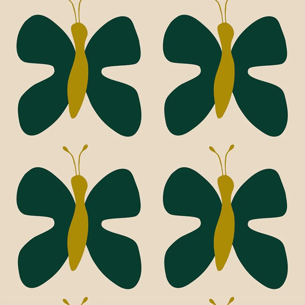 Gardintyger Mönstrade|Arvidssons Textil<Arvidssons textil Fjäril grön tyg