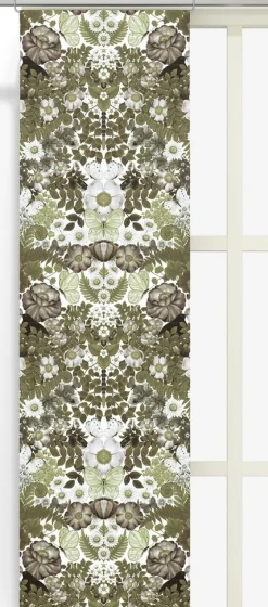 Panelgardiner<Arvidssons textil Fjärilsblom grön panelgardiner
