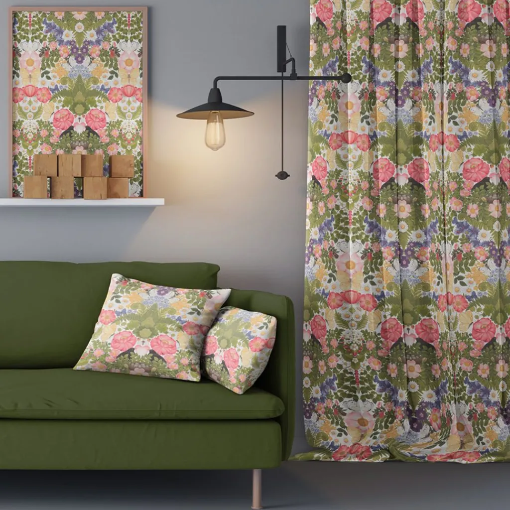Gardiner Mönstrade<Arvidssons textil Fjärilsblom multi gardin