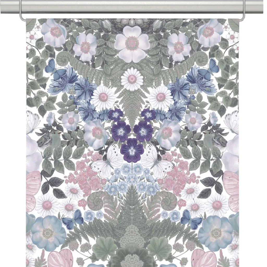Panelgardiner<Arvidssons textil Fjärilsblom turkos-rosa panelgardiner