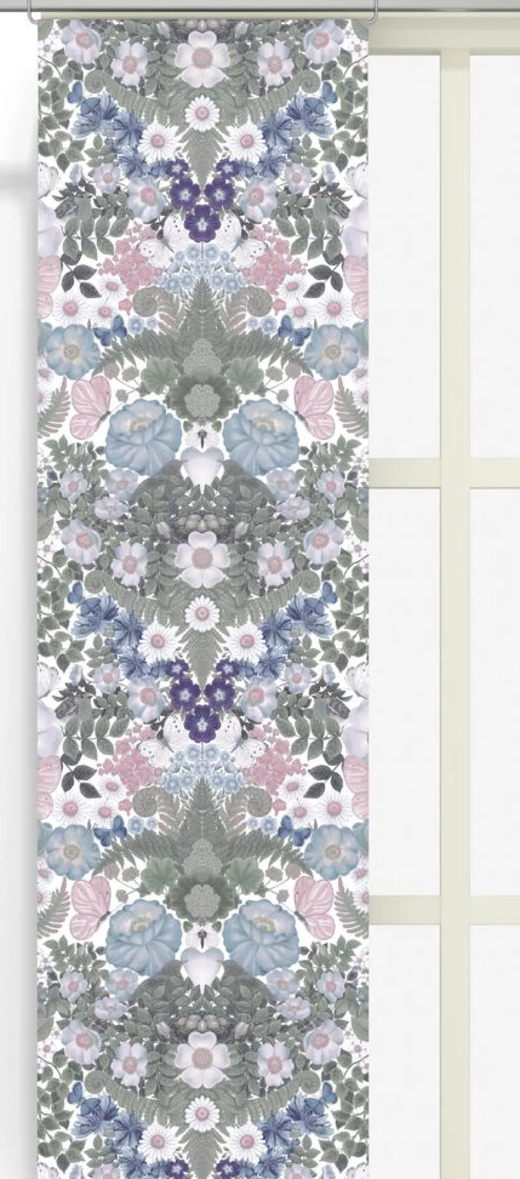 Panelgardiner<Arvidssons textil Fjärilsblom turkos-rosa panelgardiner