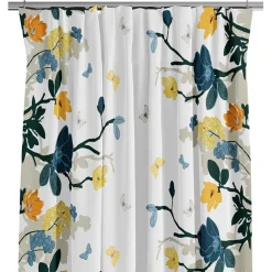 Gardiner Mönstrade<Arvidssons textil Fjärilsträdgården blå-gul gardiner