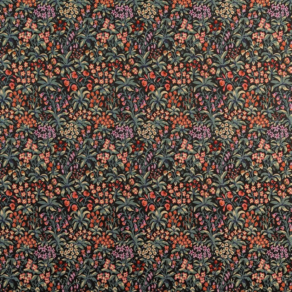 Blommiga Möbeltyger|Mönstrade Möbeltyger< Fleurs svart gobeläng