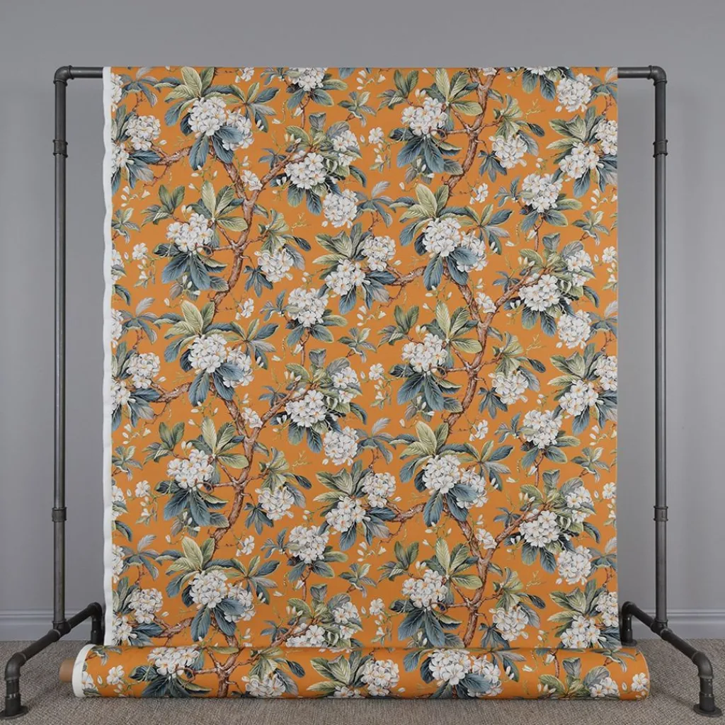 Gardintyger Mönstrade<Nordisk Textil Floraison curry gardintyg