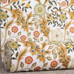 Arts & Crafts Tyger|Gardintyger Mönstrade<Nordisk Textil Flora ockra tyg