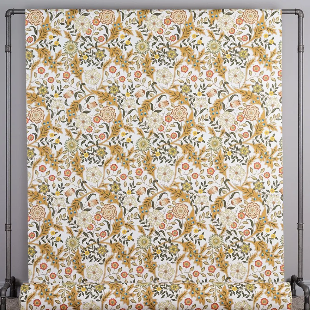 Arts & Crafts Tyger|Gardintyger Mönstrade<Nordisk Textil Flora ockra tyg