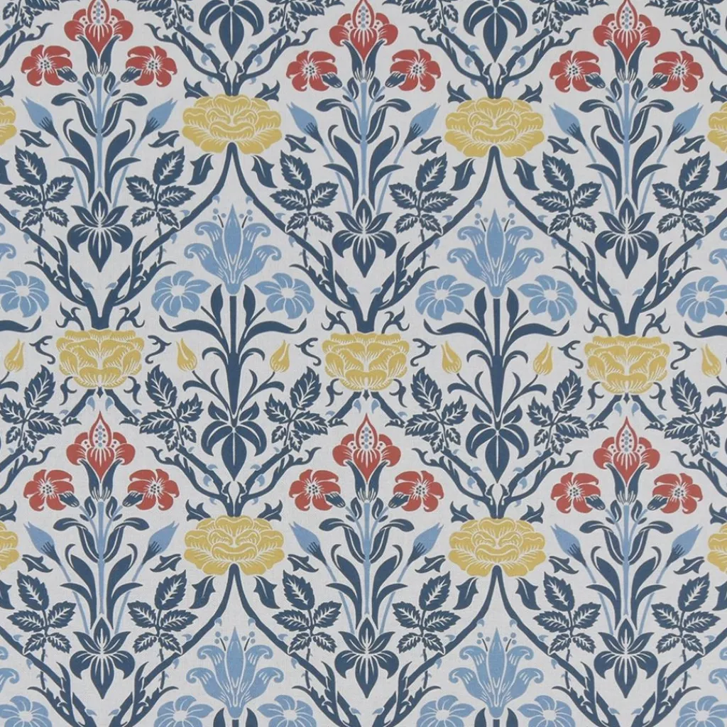 Arts & Crafts Tyger|Gardintyger Mönstrade<Nordisk Textil Florentina vit-blå tyg