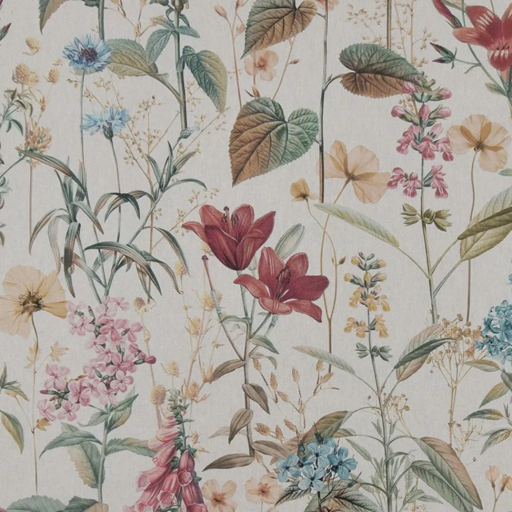 Gardintyger Mönstrade< Flower Dreamy tyg - Linnelook Halv Panama