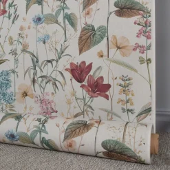 Gardintyger Mönstrade< Flower Dreamy tyg - Linnelook Halv Panama