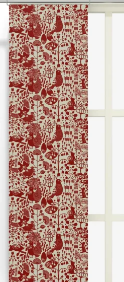 Panelgardiner<Arvidssons textil Fýri beige-röd linnelook panelgardiner
