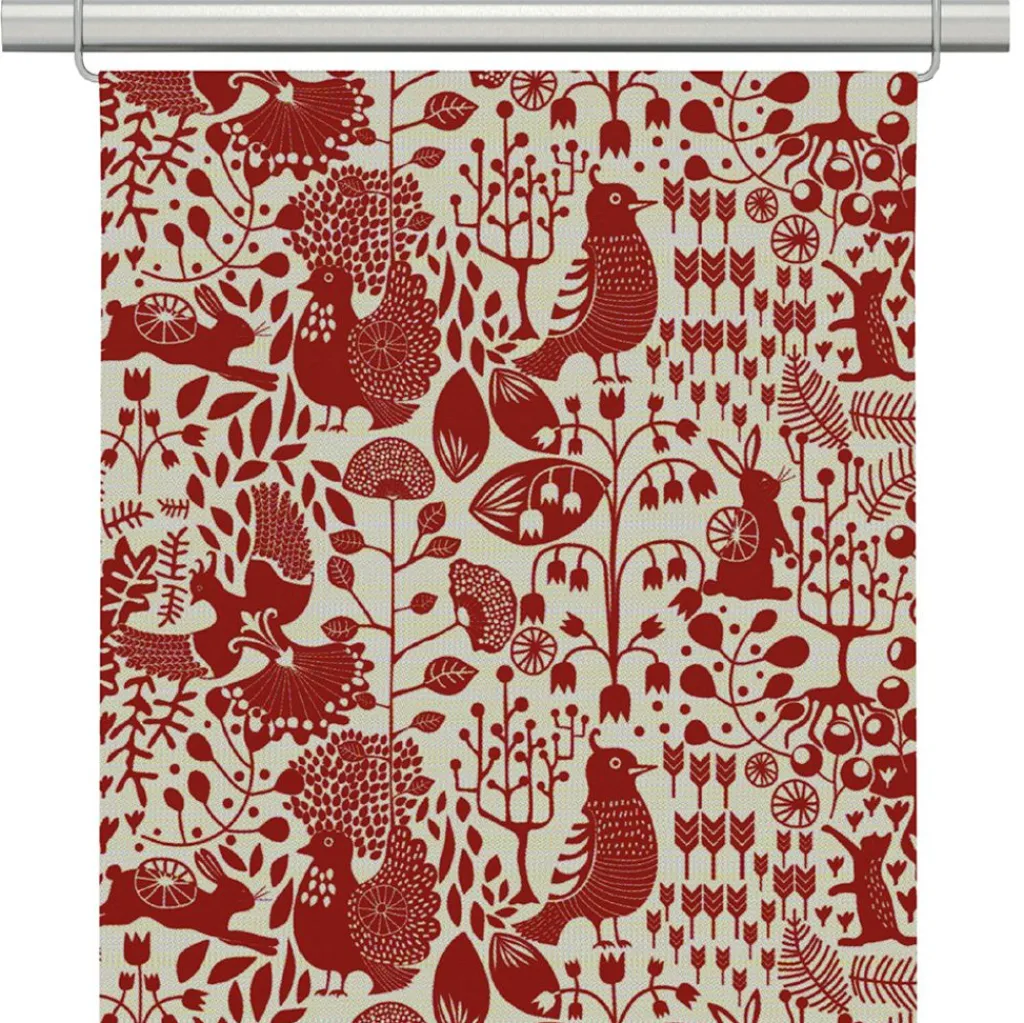 Panelgardiner<Arvidssons textil Fýri beige-röd linnelook panelgardiner