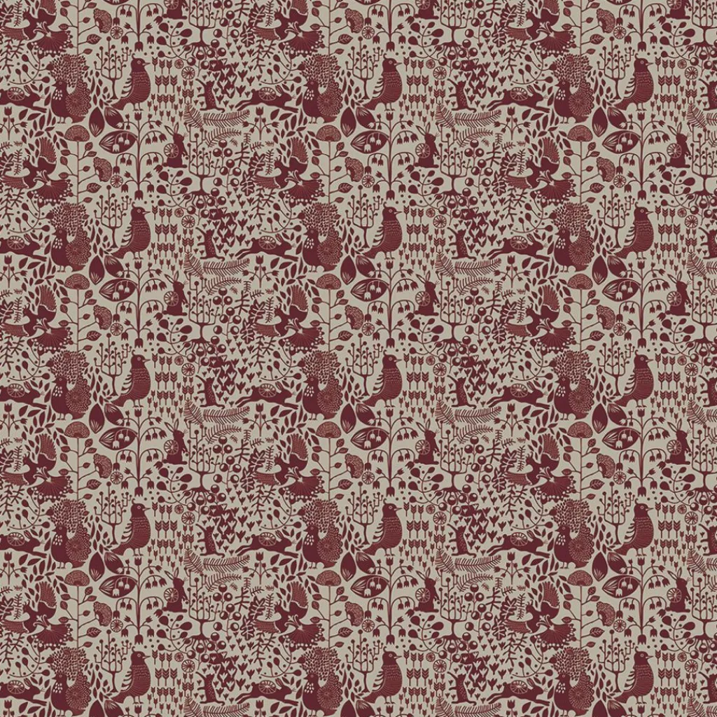 Gardintyger Mönstrade|Arvidssons Textil<Arvidssons textil Fýri beige-röd linnelook tyg
