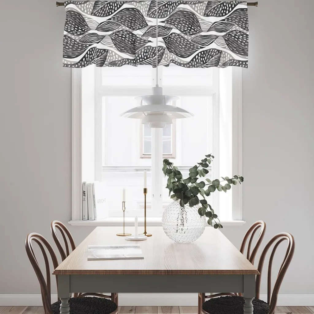 Gardinkappor Mönstrade<Arvidssons textil Froda svart gardinkappa metervara