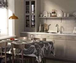 Bordsduk<Arvidssons textil Froda svart halvlinne bordsduk